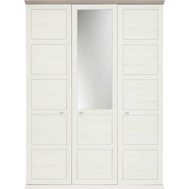 Drehtürenschrank in Grau, Weiß