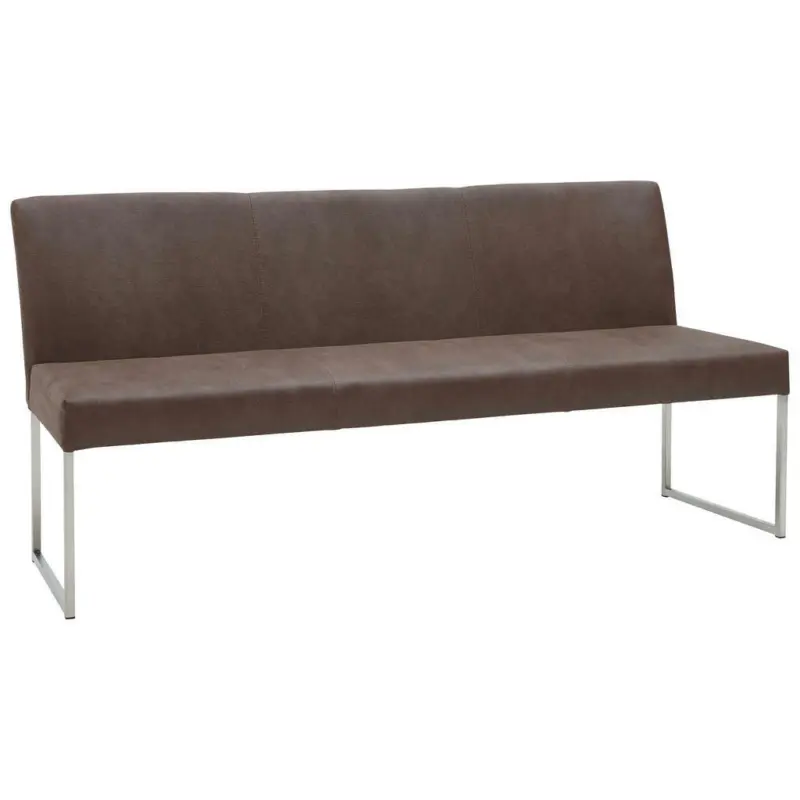 Sitzbank 180/86/62 cm in Braun, Edelstahlfarben
