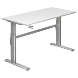 Schreibtisch 160/80/72-119 cm in Silberfarben, Weiß