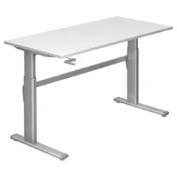 Schreibtisch 160/80/72-119 cm in Silberfarben, Weiß