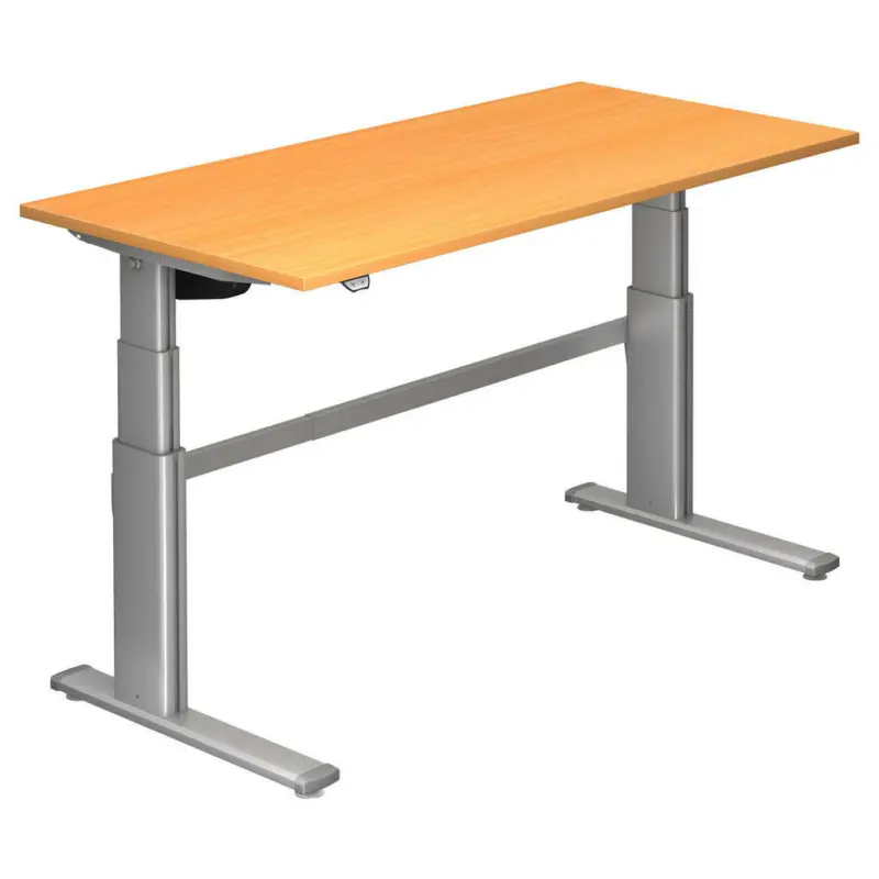 Schreibtisch 160/80/66-130 cm in Silberfarben, Buchefarben