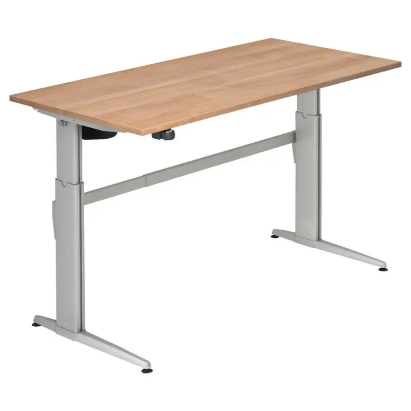 Schreibtisch 160/80/72-119 cm in Silberfarben, Nussbaumfarben