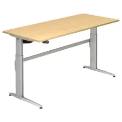 Schreibtisch 180/80/72-119 cm in Silberfarben, Ahornfarben