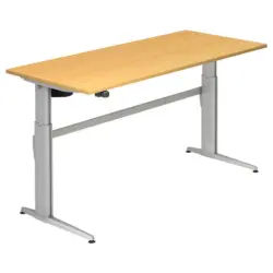 Schreibtisch 180/80/72-119 cm in Silberfarben, Buchefarben