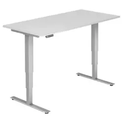 Schreibtisch 160/80/63,5-128,5 cm in Silberfarben, Weiß