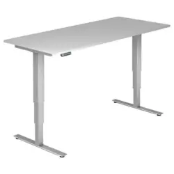 Schreibtisch 180/80/63,5-128,5 cm in Grau, Silberfarben