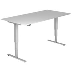 Schreibtisch 200/100/63,5-128,5 cm in Grau, Silberfarben