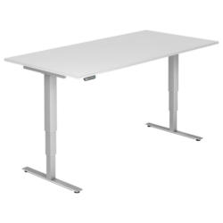Schreibtisch 200/100/63,5-128,5 cm in Silberfarben, Weiß