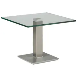 Beistelltisch in Metall, Glas 60/60/46-65 cm