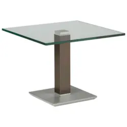Beistelltisch in Metall, Glas 60/60/46-65 cm