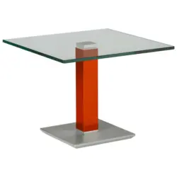 Beistelltisch in Metall, Glas 60/60/46-65 cm