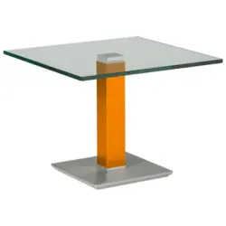 Beistelltisch in Metall, Glas 60/60/46-65 cm
