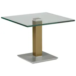 Beistelltisch in Metall, Glas 60/60/46-65 cm