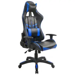 Gamingstuhl in Lederlook Blau, Schwarz