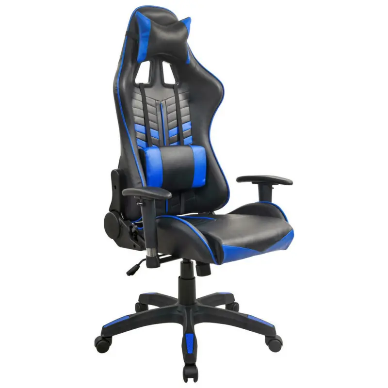 Gamingstuhl in Lederlook Blau, Schwarz