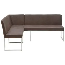 Eckbank 200/160 cm in Braun, Edelstahlfarben