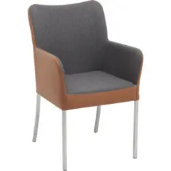 Armlehnstuhl in Edelstahl Filz Echtleder pigmentiert