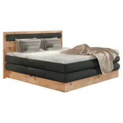 Boxspringbett 160/200 cm in Anthrazit, Eichefarben