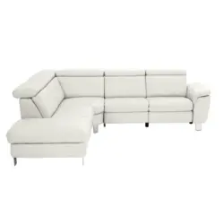 Ecksofa in Echtleder Weiß