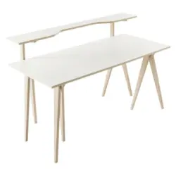 Schreibtisch 160/75/100 cm in Weiß, Eichefarben