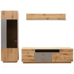 Wohnwand 271/200/55 cm in Walnussfarben, Alteiche