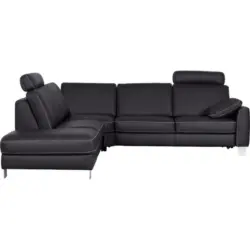 Ecksofa in Echtleder Anthrazit