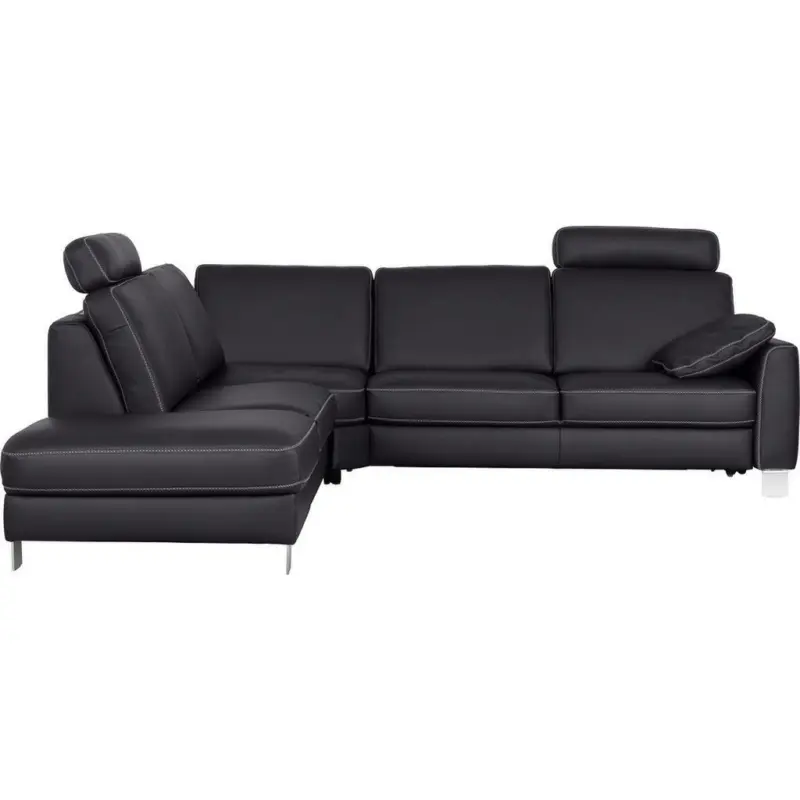 Ecksofa in Echtleder Anthrazit