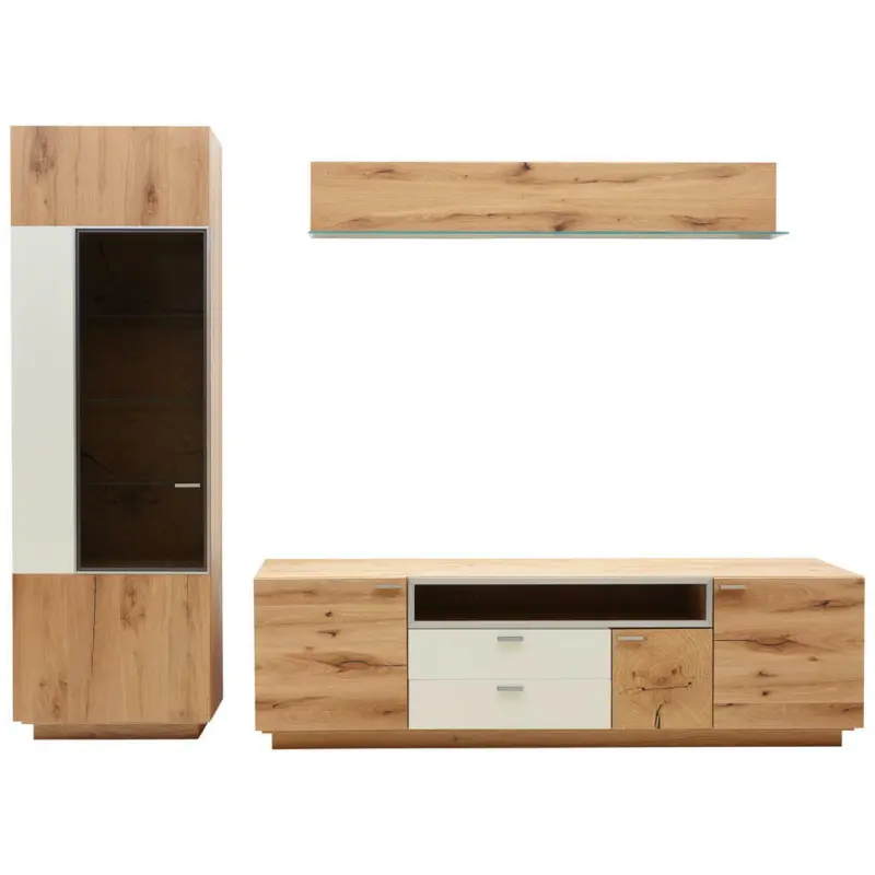 Wohnwand 271/200/55 cm in Eichefarben, Champagner