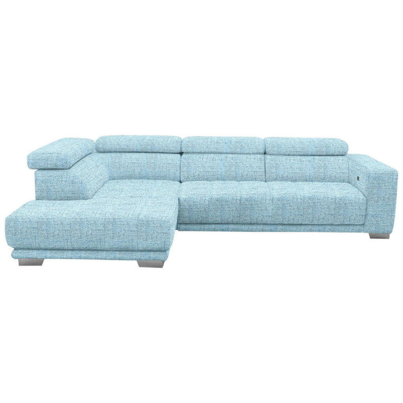 Ecksofa in Chenille Blau, Hellblau