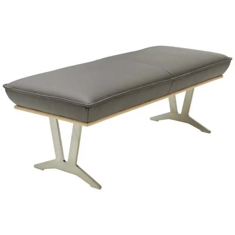 Hockerbank 130/49/54 cm in Schlammfarben, Eichefarben, Edelstahlfarben