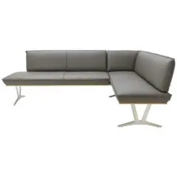 Eckbank 237/162 cm in Schlammfarben, Eichefarben, Nickelfarben