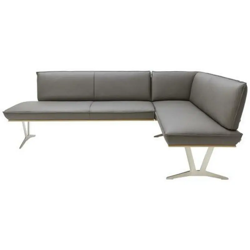 Eckbank 237/162 cm in Schlammfarben, Eichefarben, Nickelfarben