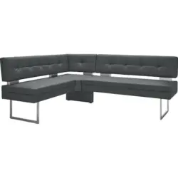 Eckbank 158/200 cm in Grau, Edelstahlfarben