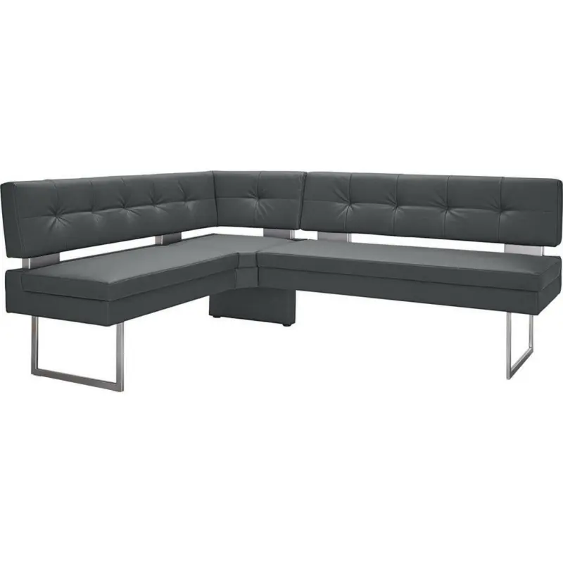 Eckbank 158/200 cm in Grau, Edelstahlfarben