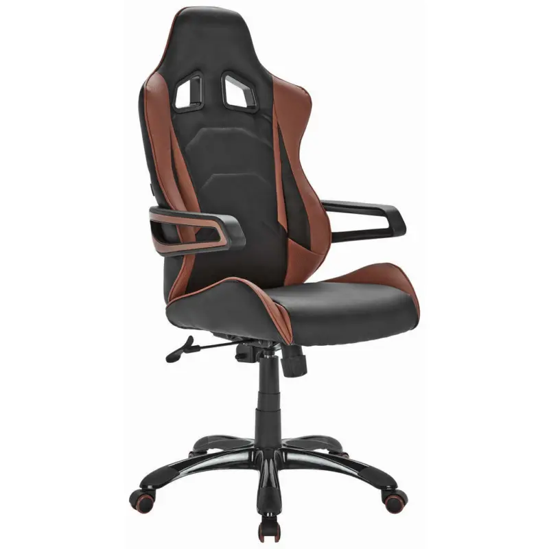 Gamingstuhl in Lederlook Braun, Schwarz