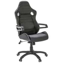 Gamingstuhl in Lederlook Schwarz, Weiß
