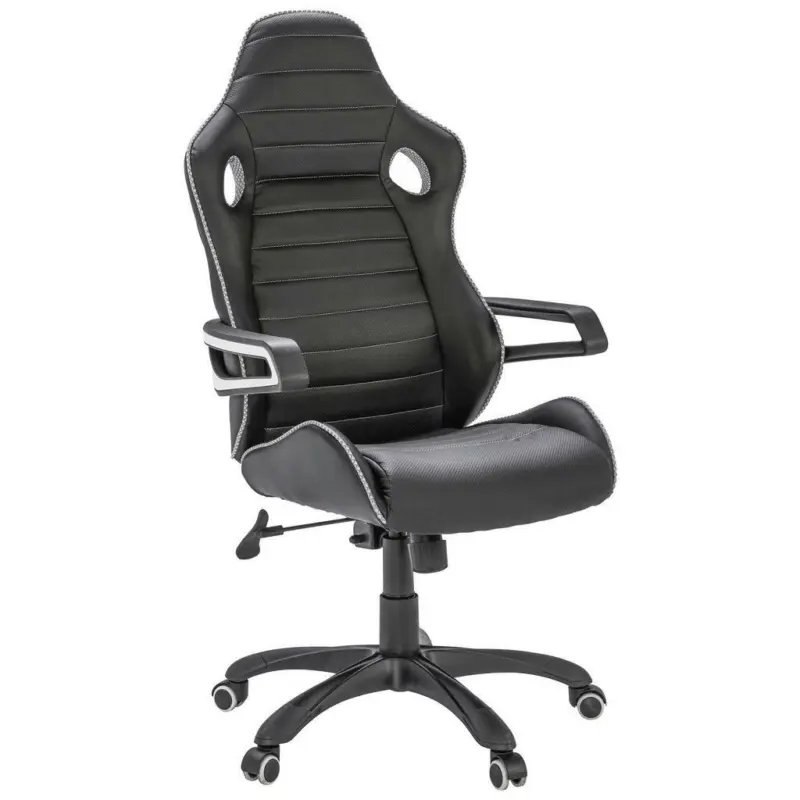 Gamingstuhl in Lederlook Schwarz, Weiß