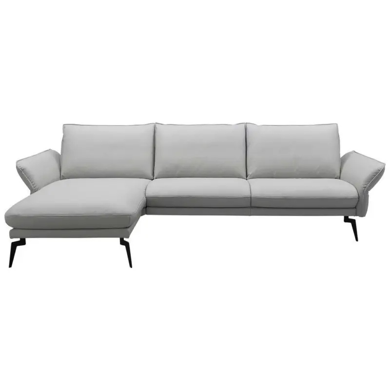 Ecksofa in Echtleder Hellgrau