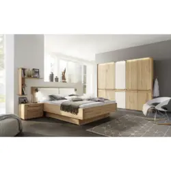 Schlafzimmer 180/200 cm in Creme, Buchefarben