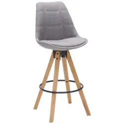 Barhocker in Textil Eichefarben, Hellgrau