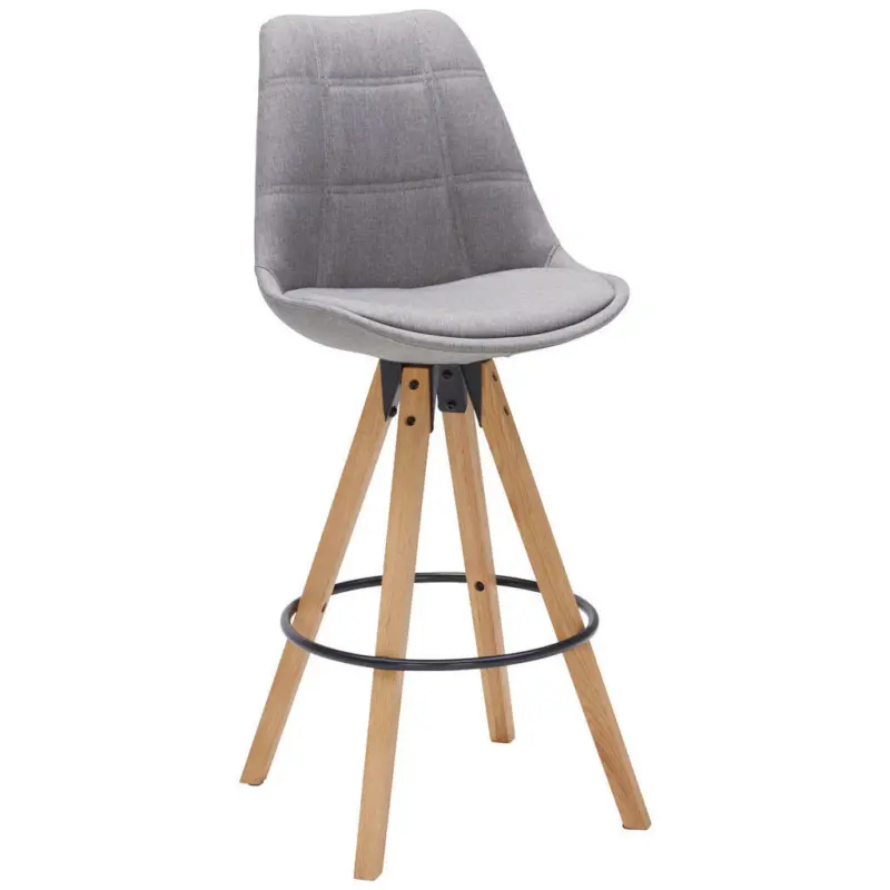 Barhocker in Textil Eichefarben, Hellgrau