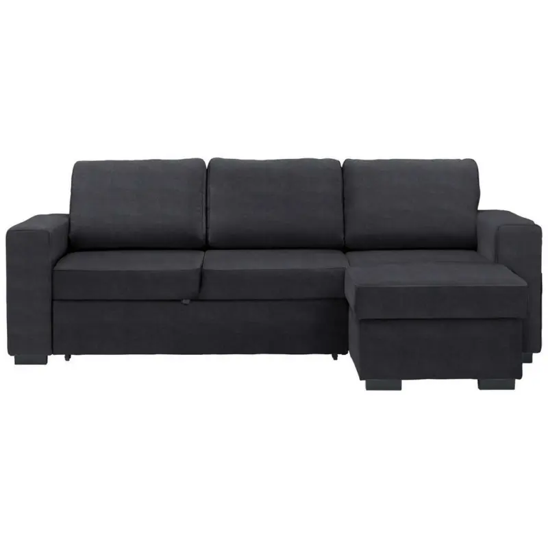 Ecksofa in Velours Anthrazit
