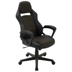 Gamingstuhl in Lederlook, Mikrofaser Schwarz, Dunkelgrau