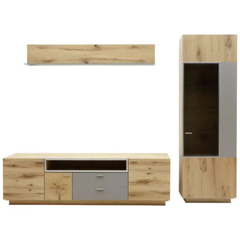 Wohnwand 271/200/55 cm in Walnussfarben, Alteiche