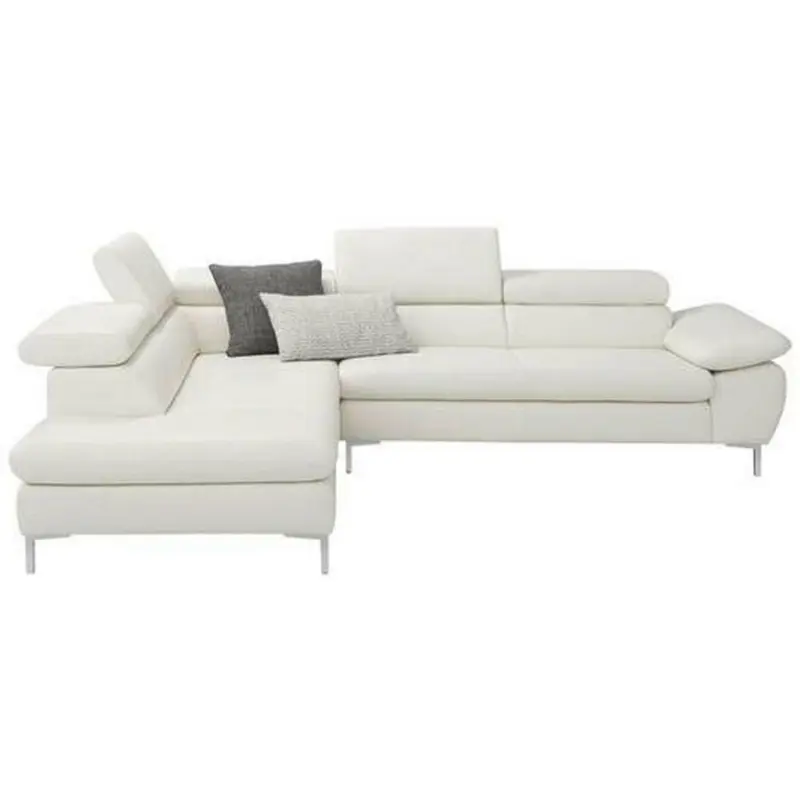 Ecksofa in Echtleder Weiß