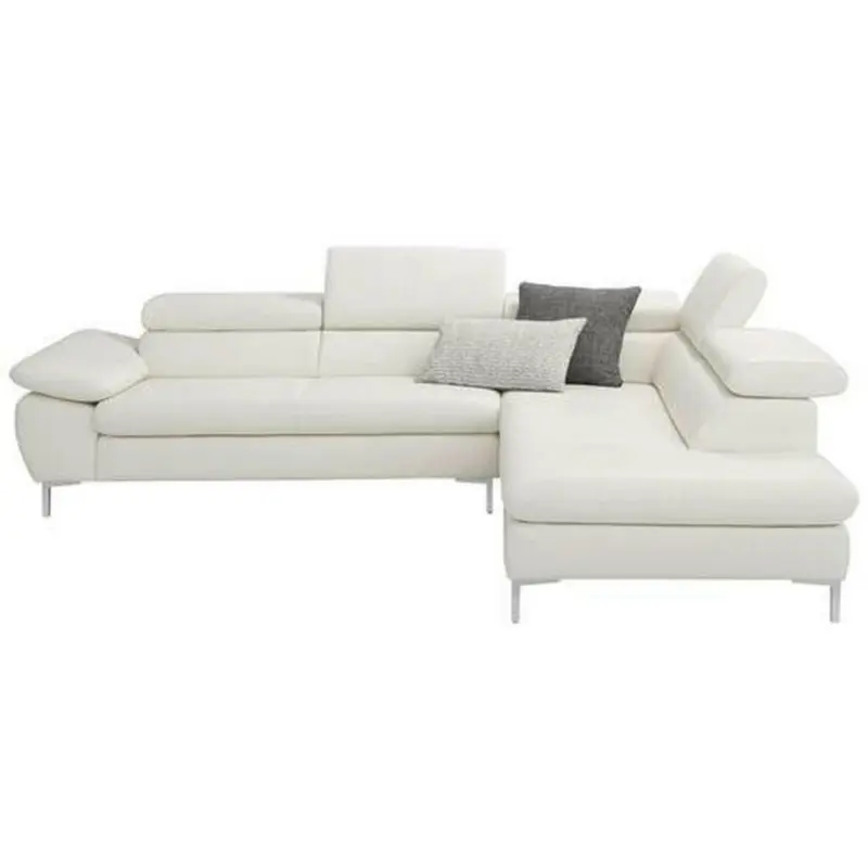 Ecksofa in Echtleder Weiß