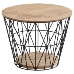 Couchtisch in Holz, Metall 51/51/40 cm