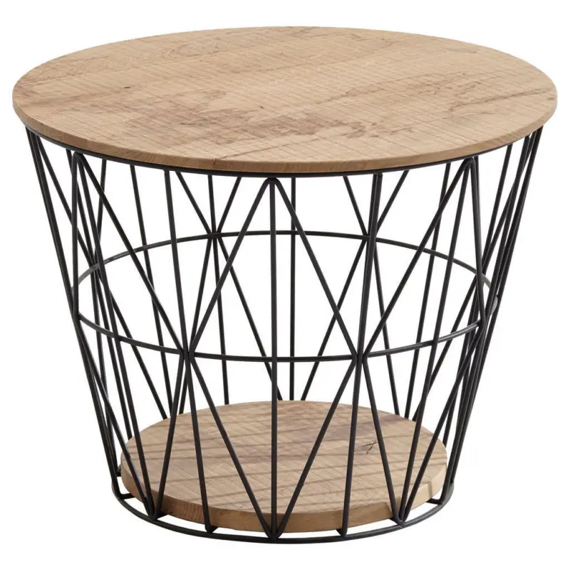 Couchtisch in Holz, Metall 51/51/40 cm