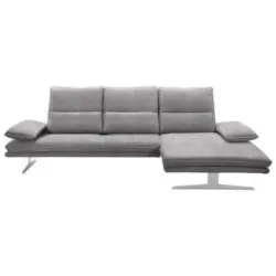 Ecksofa in Webstoff Hellgrau