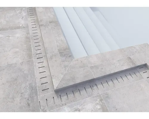 FLAIRSTONE Poolumrandung Beckenrandstein Loft Grey Aussen-Eckstück 90° grau 60 x 15 x 5 cm